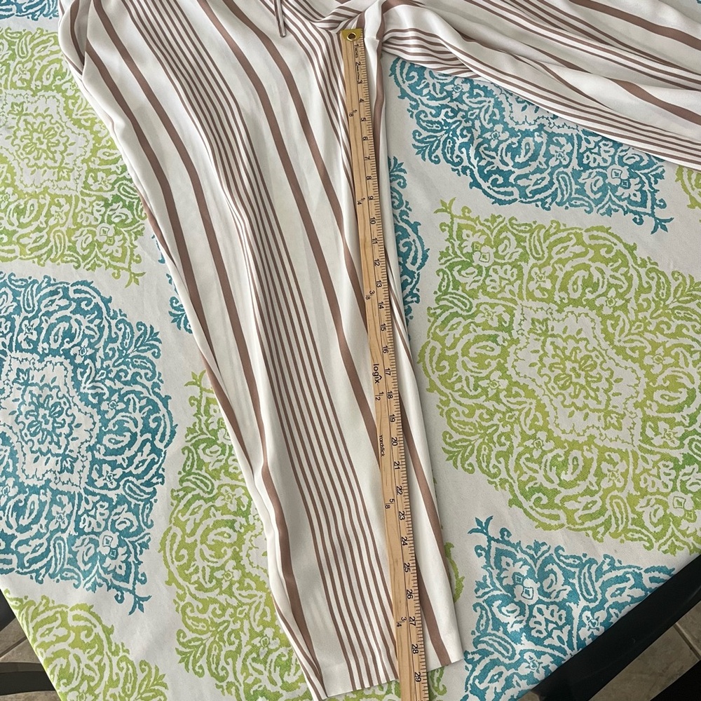 NYCC Striped Boho Tapered Pants L Neutral White Tan Coastal - Picture 7 of 9
